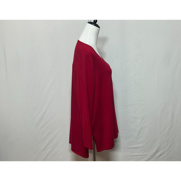 Tahari Sweater Womens 1X Red Rib Band Pullover Long Sleeve Rayon Blend NWT - Picture 4 of 13